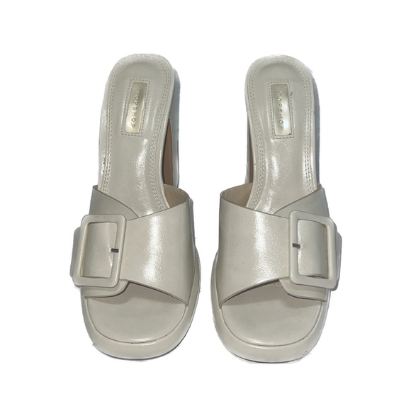 Topshop Reflect Ecru Buckle Sandal Mules in Cream, size 7.5 - Picture 11 of 11